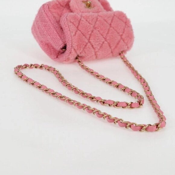 CHANEL Matelasse Chain Shoulder Bag Wool Pink Gold CC Auth 128240M - Picture 8 of 15